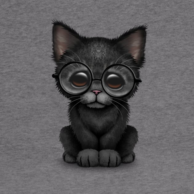 Cute Black Kitten Wearing Eye Glasses by jeffbartels